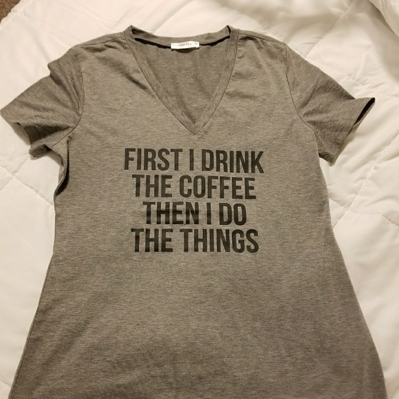 Tickled Teal Tops - NWOT  Coffee fitted tee